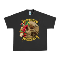 Pigment Black Sorta merry sorta scary skull Urban Heavy Tee - NancyCooperArtShop
