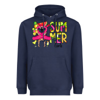 Navy Summer Girls Flamingo Heavyweight Hoodie - CowCowDesign
