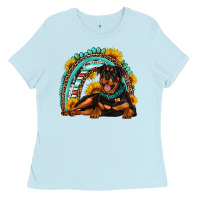 Baby Blue Rottweiler  rainbow Ladies Tee - Artiststas