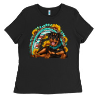 Black Rottweiler  rainbow Ladies Tee - Artiststas
