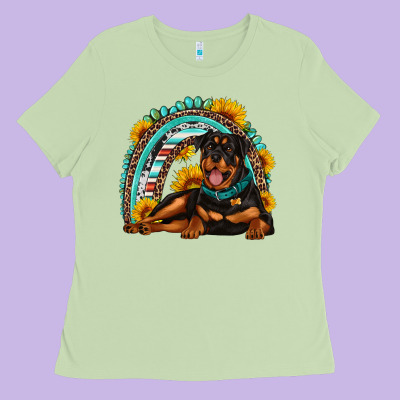 Rottweiler  Rainbow Ladies Tee Designed By Artiststas