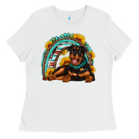 White Rottweiler  rainbow Ladies Tee - Artiststas