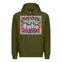 Army Green Easter Day Chilling with my peeps Premium Hoodie - CowGirlArtShop