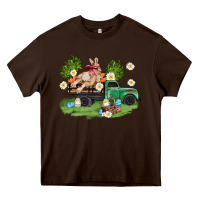 Chocolate Brown easter truck with bunny Heavy Core Tee - AdoDesignShop