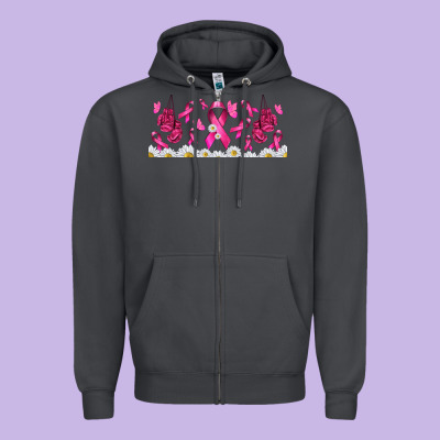 Cancer Ribbon With Daisy Zipper Hoodie Designed By Tumblerdesignbyshophia