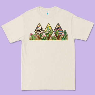 Cactus Cowhide Serape Premium Tee Designed By Jahusdesignshop