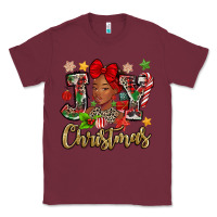 Burgundy christmas joy black woman Classic Tee - MaliasSmallBusiness
