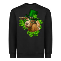 Black st. patrick's day goat clovers and leprechaun hat Heavyweight Sweatshirt - RanaPortraitStore