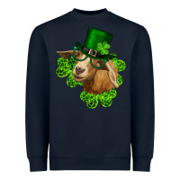 Navy st. patrick's day goat clovers and leprechaun hat Heavyweight Sweatshirt - RanaPortraitStore