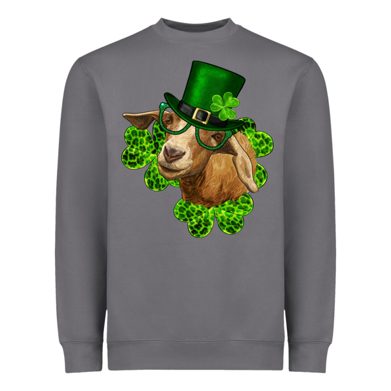 St. Patrick's Day Goat Clovers And Leprechaun Hat Heavyweight Sweatshirt by RanaPortraitStore | Teevron