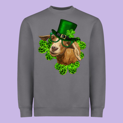 St. Patrick's Day Goat Clovers And Leprechaun Hat Heavyweight Sweatshirt Designed By Ranaportraitstore