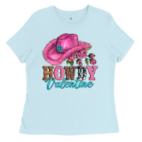 Baby Blue valentines day cowgirl hat and howdy Ladies Tee - AdoDesignShop