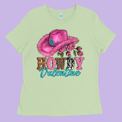 Valentines Day Cowgirl Hat And Howdy Ladies Tee Designed By Adodesignshop