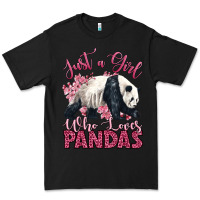 Black just a girl who loves pandas Premium Tee - LillyAllenDesigns