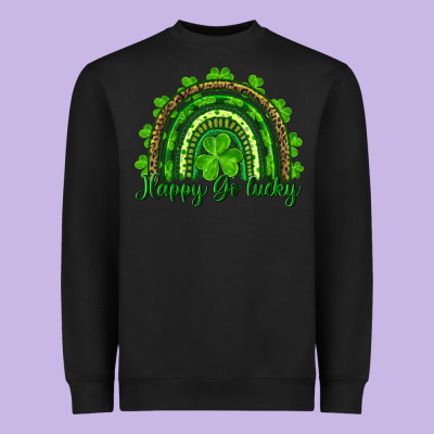 Saint Patricks Day Happy Go Lucky Rainbow Heavyweight Sweatshirt Designed By Ranaportraitstore