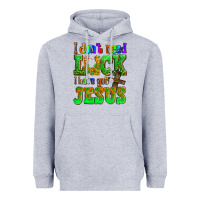 Heather Grey St. Patrick's I dont need luck i have got Jesus Heavyweight Hoodie - OliviaCreatesArt
