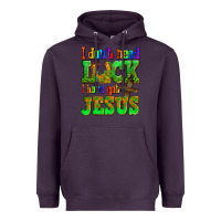 Plum St. Patrick's I dont need luck i have got Jesus Heavyweight Hoodie - OliviaCreatesArt