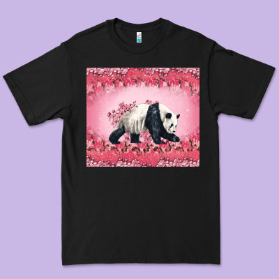Panda With Sakura Blooms Premium Tee Designed By Lillyallendesigns