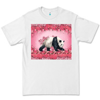 White Panda With Sakura Blooms Premium Tee - LillyAllenDesigns