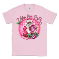 Bubblegum Pink ho ho ho pink black santa christmas Classic Tee - MaliasSmallBusiness