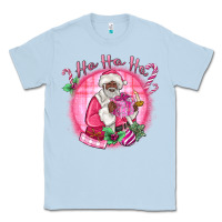 Dusty Blue ho ho ho pink black santa christmas Classic Tee - MaliasSmallBusiness
