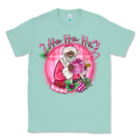 Seafoam ho ho ho pink black santa christmas Classic Tee - MaliasSmallBusiness