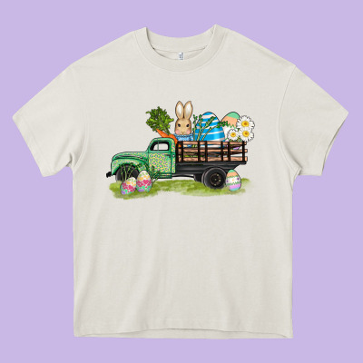 Easter Hunt İn Truck Heavy Core Tee Designed By Adodesignshop