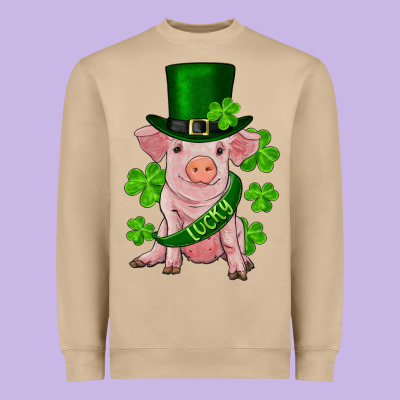 St. Patrick's Day Lucky Baby Pig Heavyweight Sweatshirt Designed By Ranaportraitstore