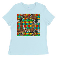 Baby Blue western autism seamless pattern Ladies Tee - Artiststas