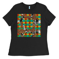 Black western autism seamless pattern Ladies Tee - Artiststas