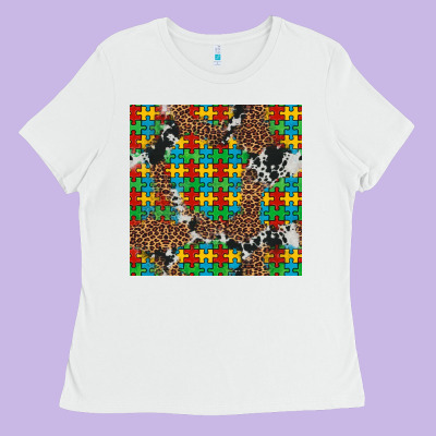 Western Autism Seamless Pattern Ladies Tee Designed By Artiststas