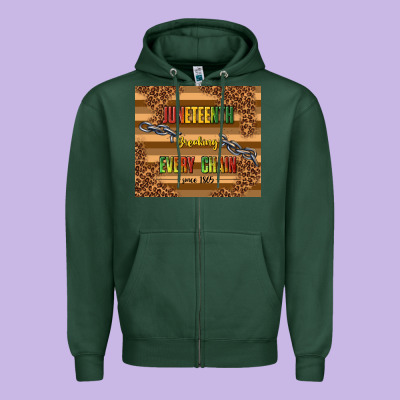Juneteenth Breaking Every Chain Since 1865 Zipper Hoodie Designed By Tumblerdesignbyshophia