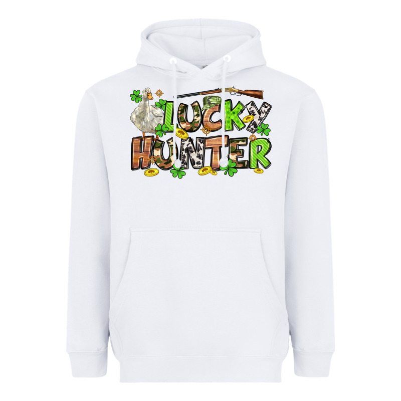 Lucky Hunter St. Patrick's Day Heavyweight Hoodie by OliviaCreatesArt | Teevron