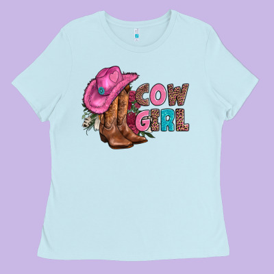 Valentine Day Boots Hat And Roses Ladies Tee Designed By Adodesignshop