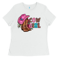 White valentine day boots hat and roses Ladies Tee - AdoDesignShop