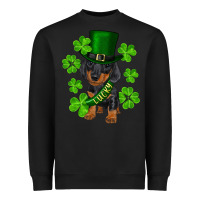 Black st. patrick's day lucky dachshund puppy Heavyweight Sweatshirt - RanaPortraitStore