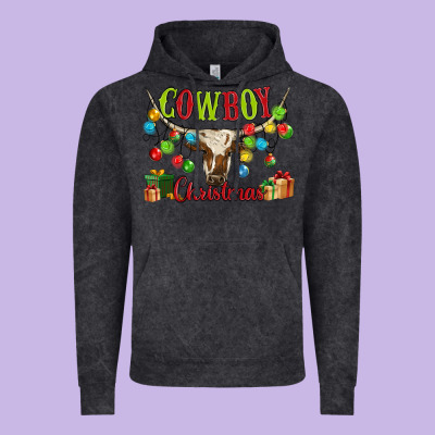 Cowboy Christmas Vintage Hoodie Designed By Maliassmallbusiness