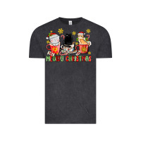 Vintage Black meowy christmas cats coffee cups Vintage Tee - MaliasSmallBusiness