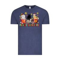 Vintage Denim meowy christmas cats coffee cups Vintage Tee - MaliasSmallBusiness