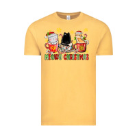 Vintage Mustard meowy christmas cats coffee cups Vintage Tee - MaliasSmallBusiness