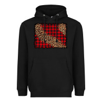 Black leopard buffalo plaid background Heavyweight Hoodie - CowCowDesign