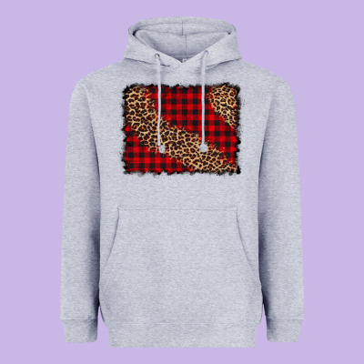Leopard Buffalo Plaid Background Heavyweight Hoodie Designed By Cowcowdesign