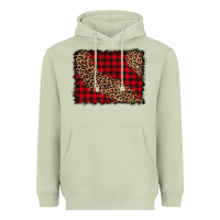 Matcha leopard buffalo plaid background Heavyweight Hoodie - CowCowDesign