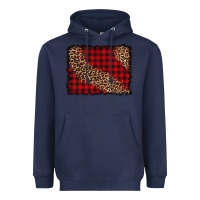 Navy leopard buffalo plaid background Heavyweight Hoodie - CowCowDesign