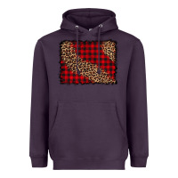 Plum leopard buffalo plaid background Heavyweight Hoodie - CowCowDesign