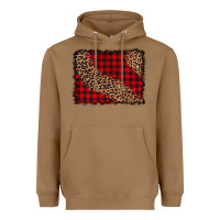 Toasted Coconut leopard buffalo plaid background Heavyweight Hoodie - CowCowDesign