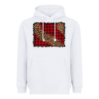 White leopard buffalo plaid background Heavyweight Hoodie - CowCowDesign
