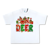 White Oh deer Reindeer Urban Heavy Tee - NancyCooperArtShop