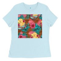 Baby Blue hatched egg easter chicks seamless pattern Ladies Tee - Artiststas