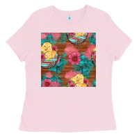 Bubblegum Pink hatched egg easter chicks seamless pattern Ladies Tee - Artiststas
